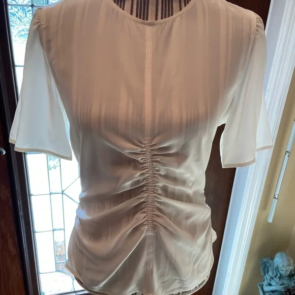 Rag & Bone Runched Ruffle Off White Blouse size 6 - Picture 11 of 16